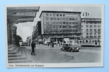 Ansichtskarte AK Essen 1941 Bahnhof Vorplatz Hauptpost Post Auto Moderne Architektur Ortsansicht NRW
